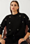 Women's Black Metal Ring Patterned Knitwear Sweater 20234255 - 4