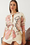 Women's Ecru Printed Buttoned Knitwear Cardigan 20234242