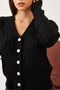 Women's Black Hair Braided Buttoned Knitwear Cardigan 20234224 - 3