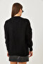 Women's Black Large Pocket Patterned Knitwear Sweater 20234253 - 4