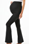 Black High Waist Maternity Flared Women's Leggings - 3
