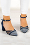 Susie Navy Blue Crepe Stone Evening Dress Shoes - 3