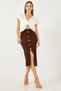 Women's Brown Button Detailed Knitwear Skirt 85001004 - 7