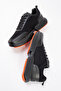Men's High Sole Lace-Up Leather Comfort Sneaker Mc 20276 Black - 6