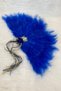 Cobalt Blue Bridal Fan, Wooden Feather Henna Fan, Bridesmaid Circumcision Fan Large Size Fan 60*35 - 3