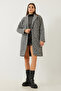 Women's Anthracite Double-Breasted Collar Pocket Cashmere Coat 40941009 - 2