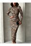 Women's Leopard Print Drape Detail Long Dress - 4