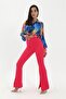 Slit Flare Leg Atlas Trousers - Fuchsia - 4