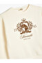 Sweatshirt Printed Crew Neck Shirt with Hem Detail - 3