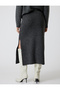 Midi Length Slit Detailed Pencil Knitwear Skirt - 4