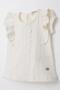 Baby Girl T-Shirt with Ruffles, Embroidery, Guipure Lace, 6 Months-2 Years, Cream - 3