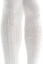 Girl's Cotton Chain Pattern Pantyhose White - 3