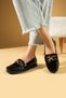 Gerda Women's Loafers Buckle Ballerinas Black Patent Leather