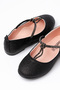Girl's Stoned Black Glittery Non-Slip Sole Orthopedic Ballerinas - 3