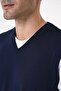 Men's V-Neck Regular Fit Knitwear Sweater Navy Blue 25W2001 - 5