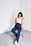 Maternity Jeans with Stretchy Band and Back Belt, Wide Leg, Dark Blue - 3