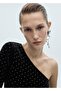 Asymmetrical Velvet Blouse with Strass Stones - 6
