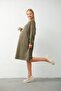 Maternity Midi Length Knit Dress with Side Pockets and Nursing Detail Khaki - 5
