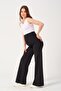 Maternity Stretchy Waistband Wide Leg Sports Pants Black - 2