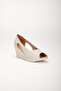 Wedge Sole Open Window Orthopedic Artificial Leather Beige Women's Wedge Heel Shoes - 4