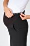 Pregnant Flexible Abdominal Banded Waist Adjustable Wide Leg Gabardine Trousers Black - 6