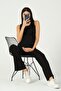 Pregnant Zero Sleeve High Waist Corded Fabric Set Black