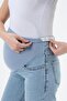 Mom Fit Stretch-Waistband Maternity Jeans, Stone Blue - 4