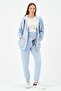 Pregnant Women's Thermal Zippered Hooded Tracksuit Set Blue - 6