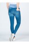 Pregnant Stretchy Abdominal Banded Waist Adjustable Skinny Jeans Blue - 3