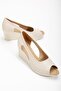 Wedge Sole Open Window Orthopedic Artificial Leather Beige Women's Wedge Heel Shoes