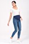 Maternity Skinny Jeans with Stretchy Waistband Blue - 3