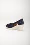 Wedge Sole Open Window Orthopedic Artificial Leather Navy Blue Women's Wedge Heel Shoes - 5