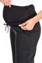 Maternity Stretchy Belly Band Adjustable Waist Buttoned Classic Trousers Black - 4
