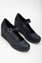 Beret Faux Leather Navy Blue Women's Wedge Sole Shoes
