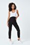 Maternity Stretchable Abdominal Band Adjustable Waist Mom Fit Gabardine Trousers Black