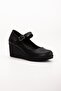 Beret Artificial Leather Black Women's Wedge Sole Shoes - 4
