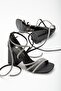 3 Banded Ankle Wrap Gladiator Model Black Women's Evening Dress Shoes