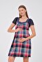 Pink Plaid Maternity Dress - Short Sleeve and Chiffon Detail - 3