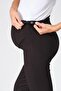 Maternity Stretchy Belly Band Adjustable Waist Spanish Jersey Pants Black - 4