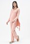 Maternity Triple Combed Cotton Set (Strappy T-Shirt - Cardigan - Wide Leg Bottom) Salmon - 2