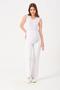 Maternity Stretchy Waistband Adjustable Canvas Wide Leg Pants White - 2