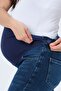 Maternity Skinny Jeans with Stretchy Waistband Dark Blue - 4