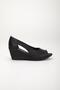 Wedge Sole Open Toe Orthopedic Artificial Leather Black Women's Wedge Heel Shoes - 3