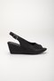 Wedge Sole Toe and Back Open Orthopedic Faux Leather Black Women's Wedge Heel Shoes - 4