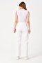 Maternity Stretchy Waistband Adjustable Canvas Wide Leg Pants White - 5
