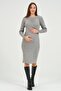 Maternity Midi Length Nursing Detailed Knit Dress Gray