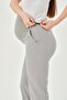Maternity Elastic Waistband Adjustable Mom Fit Classic Gabardine Trousers Gray - 6