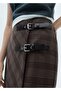 Double Belt Checkered Skirt - 6