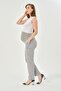 Maternity Elastic Waistband Adjustable Mom Fit Classic Gabardine Trousers Gray - 4