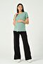 Maternity Asymmetrical Cut Short Sleeve T-Shirt with Breastfeeding Detail Çağla